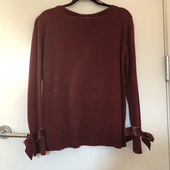 Michael Kors Merlot Velvet Bow Cuff Sweater - Picture 6 of 6